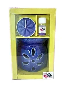 The Decor Affair 1 Pcs Lavender Dreamscape Luminary Ensemble - Azure Skies Ceramic Tea Light Keeper, Aroma Infusion Illuminator, and Wax Euphoria Melter.