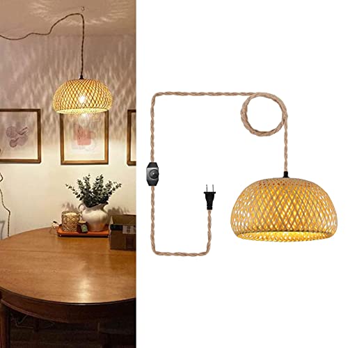 Leefasy Conecte Luminárias de Luz Pendente de Rattan Lâmpada Suspensa Lustre de estilo boho de gaiol