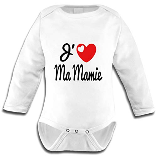 Les lutins de Camille-Body bébé Manches Longues Fille ou garçon : J'aime ma Mamie (6-9 Mois) Cover