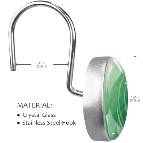 Set of 12 Glass Shower Curtain Hooks, Stainless Steel Shower Hangers for Bathroom, Rustproof Decorative Shower Rings for Bedroom Living Room Shower Curtain Rod (Green Diamond Texture) by etoenbrc - Image 3