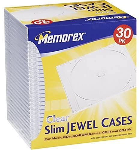Memorex Clear Jewel Case, Slim, 30 Pack (32020030188)
