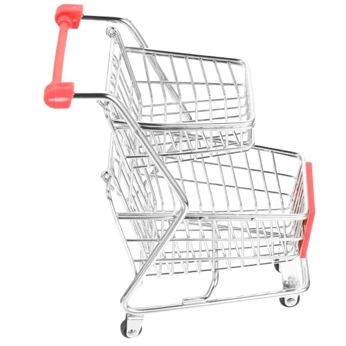 Yardwe Mini Carrito de Compras Carro Mini Juguetes Carrito de Compras para Miniatura Ruedas Mini Carrito de supermercado Mini Toy de Carrito de Compras Hierro Forjado Rojo