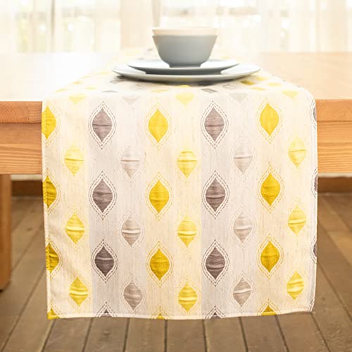 Chemin de table fête losange jaune bohème pour table de mariage 200cm