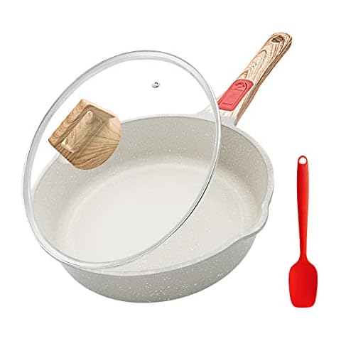 Bobikuke Antihaftbeschichtete tiefe Bratpfanne, 24.1 cm Sautepfanne Cover