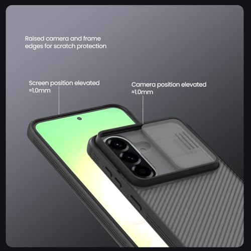 Image of Nilkin Classic Series Compatible Samsung A57 Case with Camera Cover, [Camera Lens Protector] [Scratch-Resistant] [360 Full Protection] Shockproof Slim Phone Case (Transparent Black, A57)