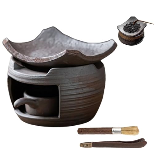 Ceramiczny zestaw podgrzewaczy do herbaty, aromaterapia z uchwytem na podgrzewacze, dyfuzor 4 w 1, podgrzewacz do czajnika, do domu, biura i medytacji