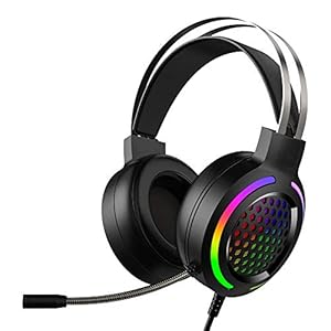 Gaming Headset Virtuele 7.1-Kanaals Stereo Surround Hoofdtelefoon met Geluidskaart Chip Omnidirectionele Microfoon 50mm Audio Driver 16 Kleuren RGB Ruisonderdrukking voor PC/PS4/Laptop Mac (Zwart)