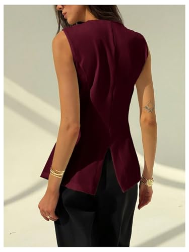 Floerns Women's Summer Star Metal Sleeveless Vest Blazer Split Hem Suit Jacket3