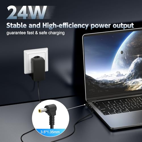 shefor Zasilacz sieciowy 12 V 2 A ładowarka do Chuwi Herobook Pro UBook X, Jumper Ezbook S5 X3 14, Trekstor, Lincplus P1, Peaq Notebook Slim S130 laptop kabel do ładowania