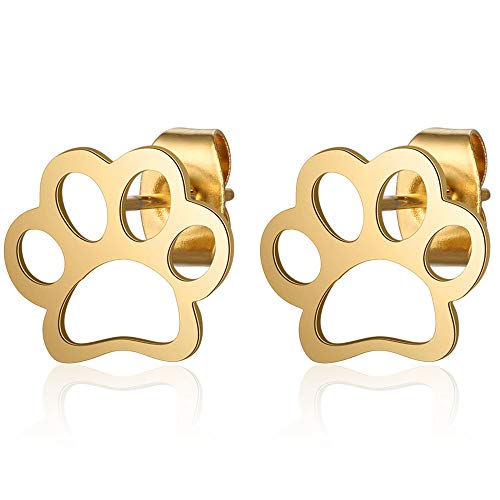 Stainless Steel Dog Puppy Paw Pet Wedding Statement Cocktail Party Holiday Vacation Stud Earrings