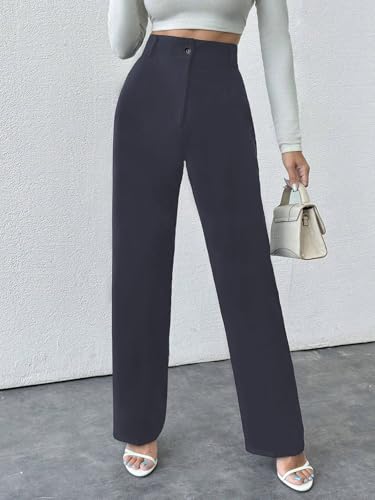 Image of Toochki Trousers for Woman Pants Women's Formal Office Korean | Black Track Pant | Straight | Cotton Spandex Stretchable Trouser | High-Waisted Bottom Wear