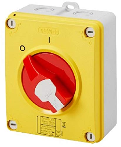 Interrupteur sectionneur de sécurité Gewiss 16A 2P rouge cadenassable IP67