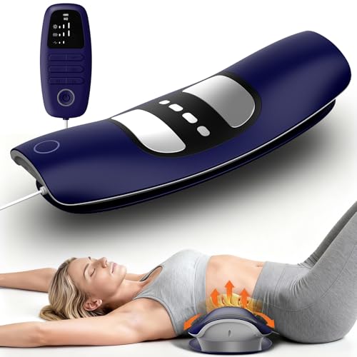 DRwiik 4-in-1 Low Frequency Cordless Rechargeable Electric Lumbar Traction Decompression Devices for Pain Relief Deep Tissue Lower Back Spine Massager with Heat Electrotherapy and Vibration