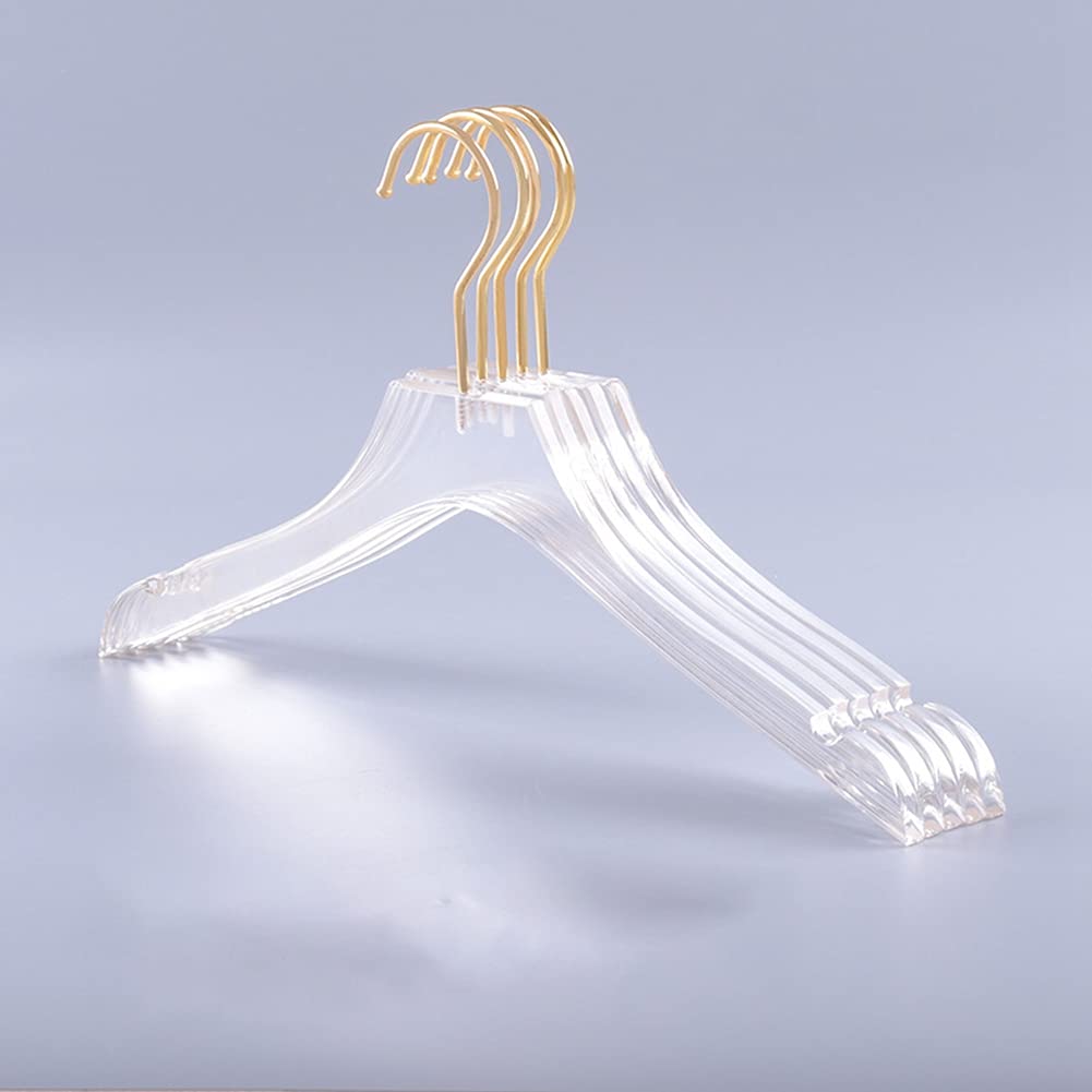 Luejnbogty 5 Pcs Clear Clothes Hangers with, Transparent Shirts Dress Coat Hanger with Notches for Lady Kids Small