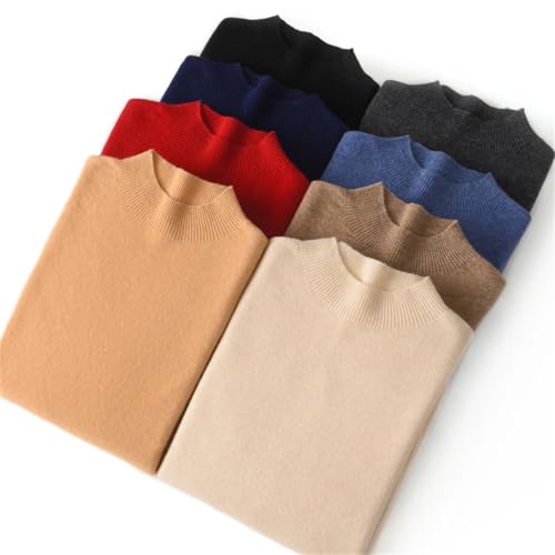 Men Cashmere Sweater Pullover Half High Collar Wool Sweater Knitted Business Jumper Tops3