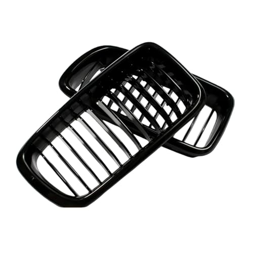 Calandre Simple Lamelle Noir Brillant pour Série 7 E38 - Paire de Grilles Avant pour Capot 99-01
