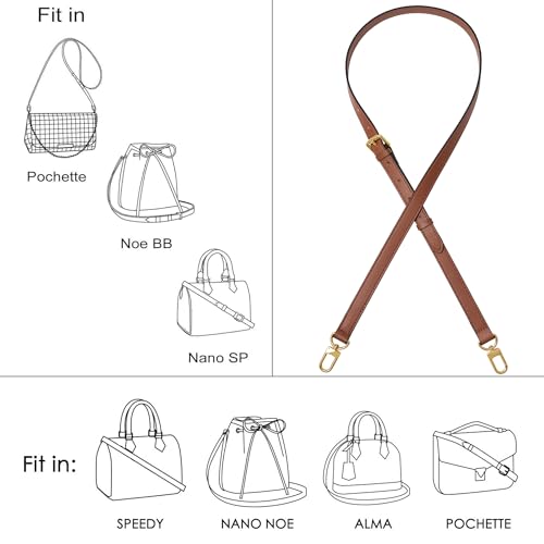 Image of Vachetta Genuine Leather Adjustable Genuine Leather Crossbody Straps Replacement (Caramel (Caramel Thread))