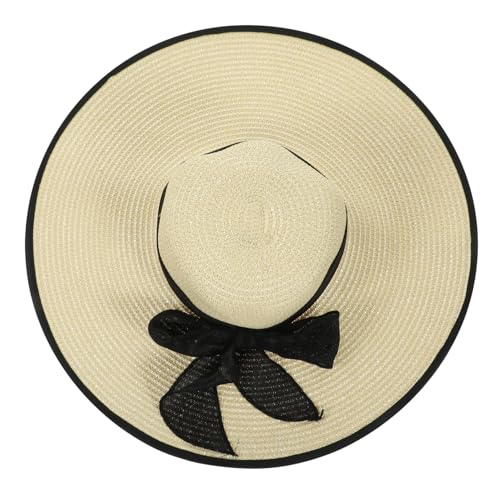 Chapeau de plage portable grand bord pour femme protection solaire été beige x2