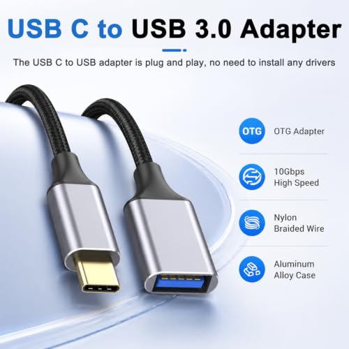 Image of Verilux USB C Male to USB Female Adapter Cable 10Gbps 3A Fast Charging