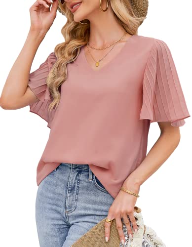 Bluse Damen Kurzarm,Top Damen Sommer,Sexy Party Oberteil,Basic Arbeits...