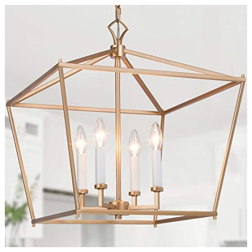 classy leaves Gold Chandelier, Lantern Pendant Light Fixtures, Foyer Chandelier for Dining Room, Kitchen Island, Entryway, 17.5’’ L x 17.5’’ W x20’’ H