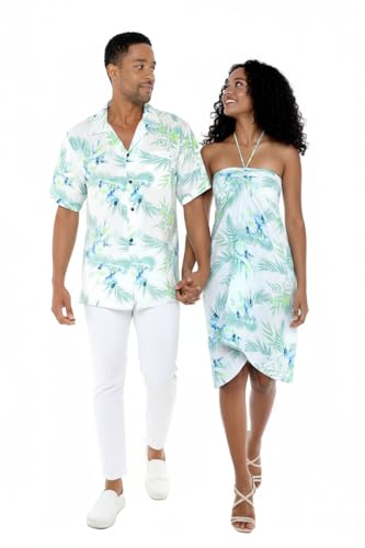 Image of Matchable Couple Hawaiian Shirt or Dress Signature Prints Orchid Breeze | Sold Individually; Matchable Couple Collection; Soft Comfortable Fabric; Signature Tropical Prints; Vacation Ready