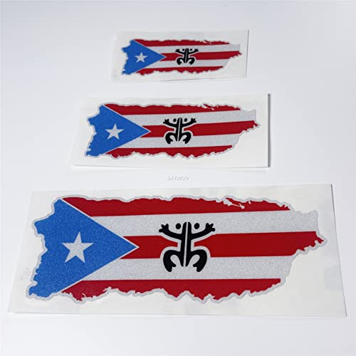 Image of Puerto Rican Flag Map Frog Puerto Rico Sticker Car Styling Vinyl Tape Applique for Truck Motor Auto Window Tail 3PCS