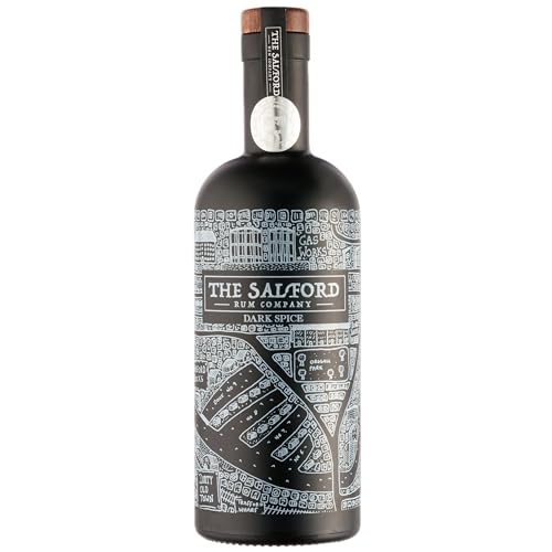 The Salford Rum Company Dark Spiced Rum 70cl (40% ABV) - Caribbean Inspired - Distinct Blend of Vanilla, Coconut, Caramel & Cloves - Refreshing, Delicious & Smooth - Beautifully Presented Bottle