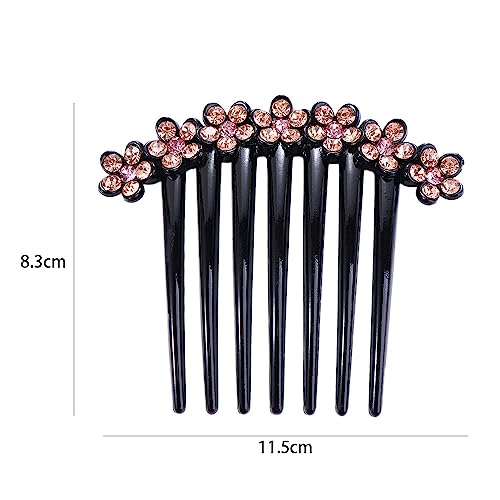 Leadigol 5PCS Crystal Flower Hair Comb,Rhinestone Black Plastic Hair Side Comb Flower Hair Comb Hair Clip for Women