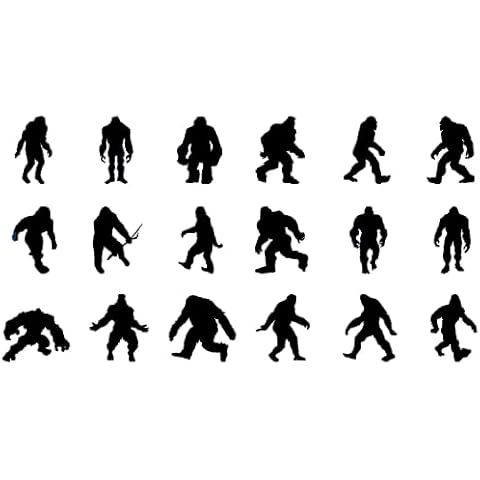 Pack of 18 Various Big Foot Silhouette Stickers - Sasquatch Stickers - Cute Stickers - Big Foot Sasquatch Gifts - Laptop Stickers - Nursery Wall Stickers = Skateboard Stickers (Small, Black) Cover