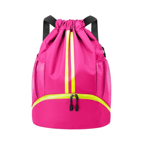 Image of JELUTAR Drawstring Backpack Gym Bag with Shoes Compartment, Rose