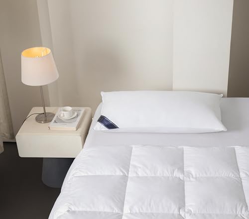 Littens Extra Filled 50cm x 90cm Luxury Super King Size White Duck Feather & Down Pillow 230TC 100% Cotton Casing, Down Proof (20 x 36)