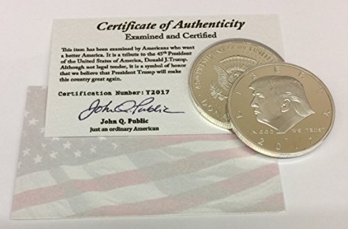 2017 President Donald Trump Inaugural Silver EAGLE Commemorative Novelty Coin 38mm. 45th President of the United States of America CERTIFICATE OF AUTHENTICITY