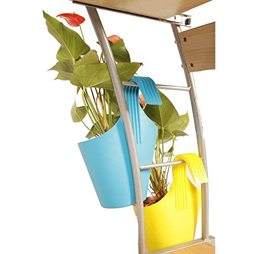 SPIRITED Hanging Pots for Plants Railing Flower Pots, Balcony Railing Vertical Hook for Home Gardening, Unbreakable Plastic Hanging Pots, Plant Containers Set, Plastic Hanging Pots Set for Garden (7)