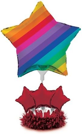 Pack of 4 Multi-Colored Rainbow and Red Star Foil Party Balloon Centerpiece Kits