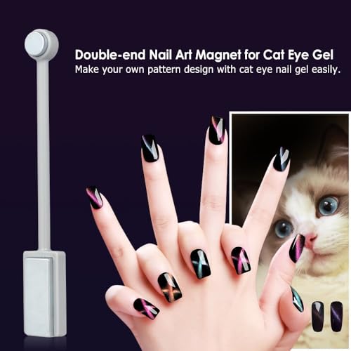Dupla ponta Nail Art Magnet Cat Eye Gel Polish Verniz Vara Magnética 3D Linha Tira Placa Magnética F