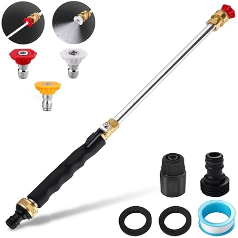 Hydro Jet Power Washer Wand, Jet Nozzle for Garden Hose with 3 Different Nozzle and Quick Connectors, High Pressure Washer Tools Water Wand for Car Washing or Garden Cleaning(Black) Cover