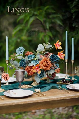 Ling's moment Artificial Flowers Wedding Rustic Teal Fall Combo for DIY Wedding Centerpieces Bouquets Combo Decorations - Image 3