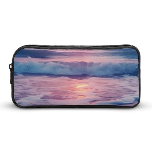 Astuccio per penne divertente con mare e onde sole nuvole paesaggio ad alta capacità astuccio per cancelleria organizer per cosmetici per uomini e donne