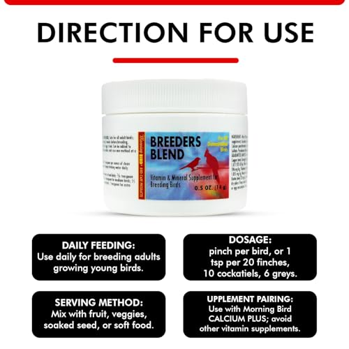 Morning Bird Breeders Blend 0.5 oz – Protein Supplement for Birds – Supports Breeding, Chick Growth, Muscle Development & Immune Support – Daily Vitamin Blend for Strong Bones & Overall Health
