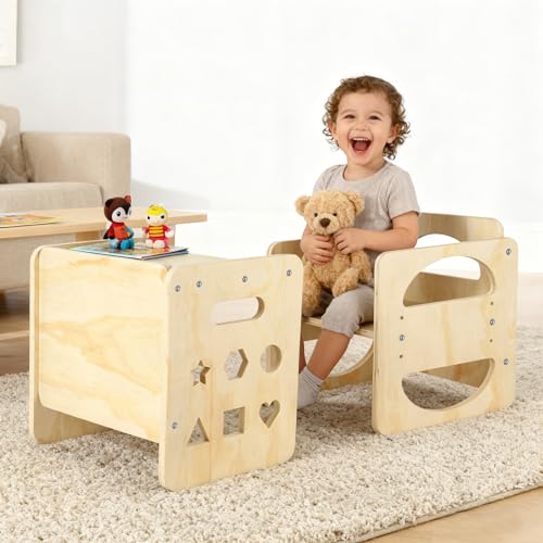 Osrioal Kids Table and Chair Sets Toddler Table and Chair Stable and Sturdy for Children Baby for Drawing Eating and Playing Perfect for 1-3 Years Old Easy to Assemble