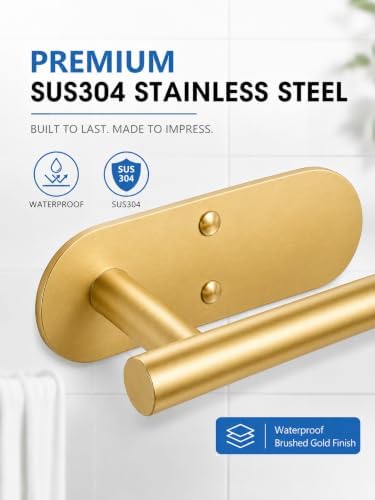 2Pcs Hand Towel Holder for Bathroom, Gold Small Hand Towel Racks Bar Hanger for Rv Kitchen Wall Mounted, Thicken 6.3" SUS304 Stainless Steel Towel Ring, Modern Contemporary, Heavy Duty, 2 Pack — view 3