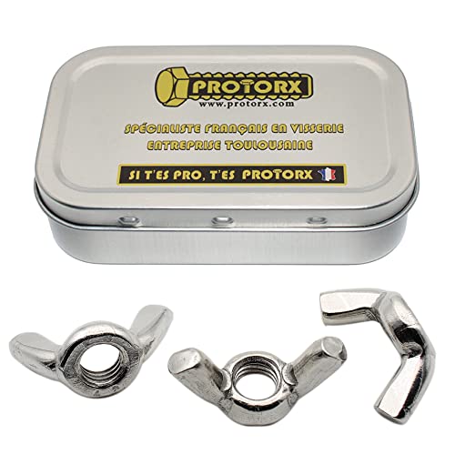 Ecrou Papillon M6 : Boite 30 Pcs Visserie Inox | Ecrou a Oreille pour Vis Boulon Rondelle | Ecrou a Ailette Acier A2 Anti-Rouille Usage Intérieur Extérieur | Boite Rangement Vis PROTORX