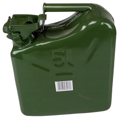Benzinkanister Metall 5l, Kraftstoffkanister, Reservekanister Benzin & Diesel, Ölkanister, Dieselkanister, Tragegriff, dichten Verschluss