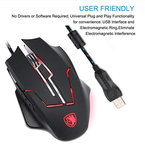 Souris Gaming Gaming Mice La Souris de Couleur photoélectrique 7 de l'ordinateur 2400dpi a mené Allumer la Souris Filaire d'Usb – Image 5