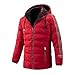JELLYB Coton Vêtements Homme Automne Hiver Jeunesse Manches Longues Détachable Chapeau Homme Réversible Veste Coupe Slim Classique Rayé Plein Air Ski Chaud Homme Froide Veste C-Red XXL