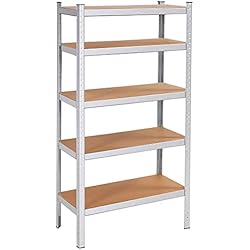 Estanteria Metalica 90X30 SPRINGOS Estantería de metal para garaje, sótano, 90 x 180 x 30 cm, 5 estantes