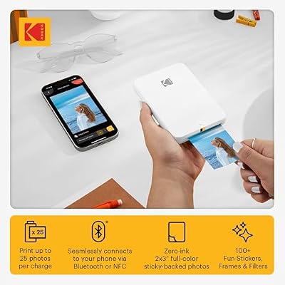Kodak Step Slim Instant Mobile Photo Printer - Kit: 20 Pack Zink Paper, Case, Photo Album, Markers, Sticker Sets