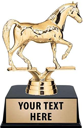 Crown Awards Horse Trophies with Custom Engraving, 5" Personalized Arabian Horse Trophy On Black Base Prime