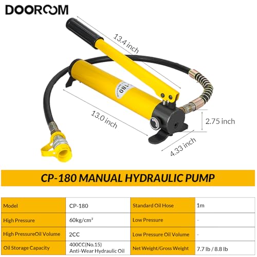 Image of 50T 2.6 inch /65mm Stroke Hydraulic Cylinder, Porta Power Ram with CP-700 Hydraulic Hand Pump, Hydraulic Lifting Cylinders,Multi-Section Hydraulic Jack